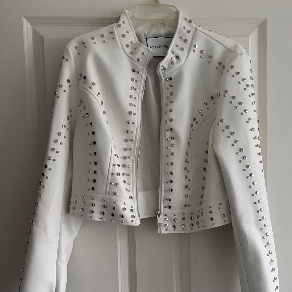 White Studded “leather” Jacket XL